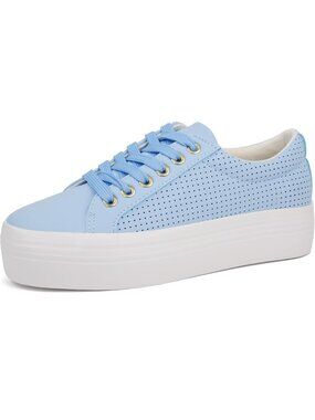 Women's Blue Comfortable Casual Walking Shoes Lace Up Platform Sneakers